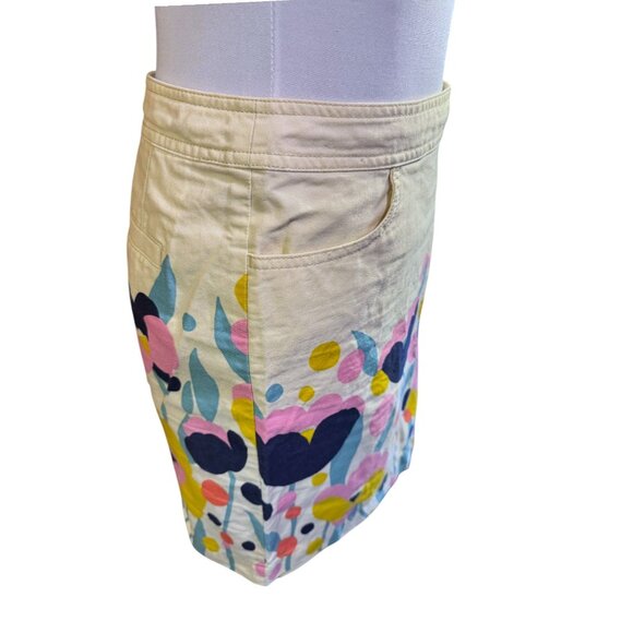Retro Boden Floral Cotton Skirt With Side Zipper & Pockets Size US 4 - Picture 7 of 8
